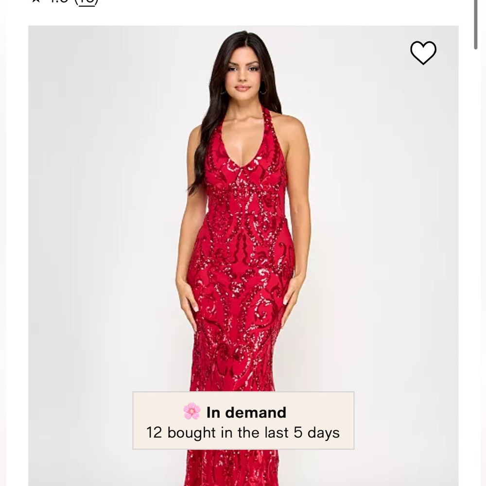 Macy's Elegant Red Halter Neck Prom Dress